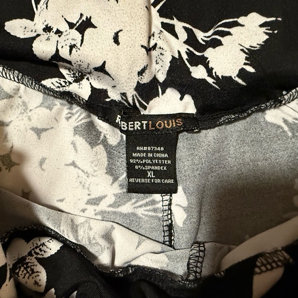 Robert Louis Black and White Floral Pants - Picture 3 of 4